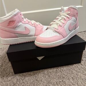 Nike Pink and White High-Tops. Women 8.5 or girls 6.5